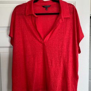 Banana Republic Linen Blend Polo - Red Poppy
